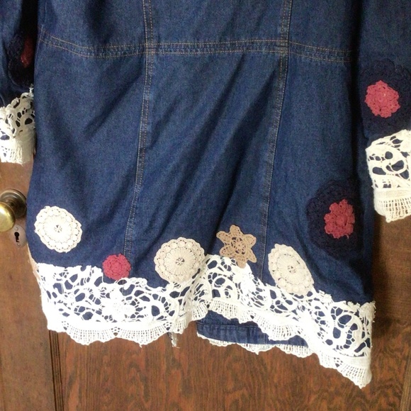 Chadwick’s of Boston Collectibles Lace Detail Denim Jacket sz large - Picture 6 of 6